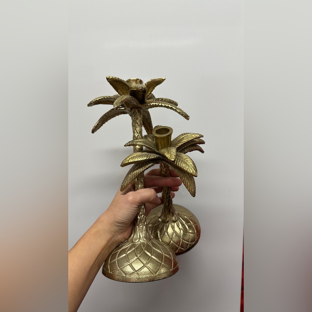 Set of 2 Palm Tree Candlesticks!